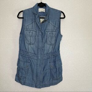 Anthropologie Marrakech Chambray Cargo Utility Vest